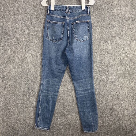 Good American Good Curve Jeans Womens Size 6 / 28 Blue Distressed Stretch - Picture 2 of 10